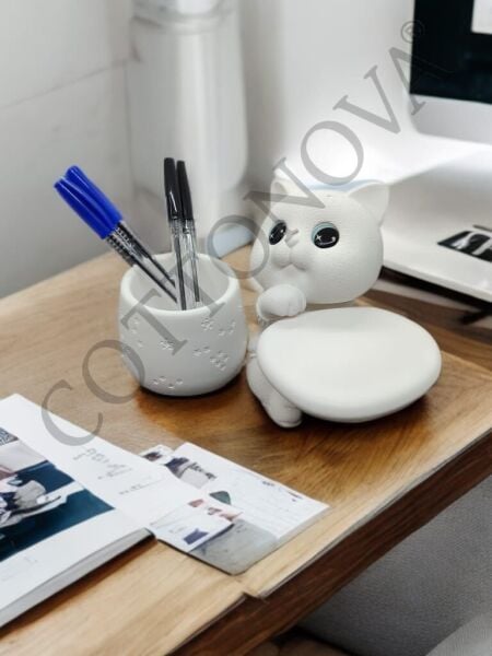 Cottonova C10 Dekoratif Sevimli Kedicik Masaüstü  Kalemlik