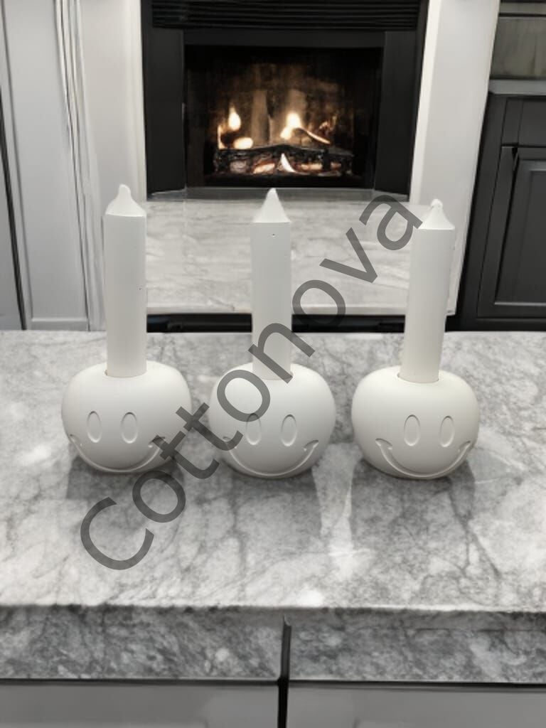 Cottonova C21 Dekoratif Gülenyüz Mumluk 3lü