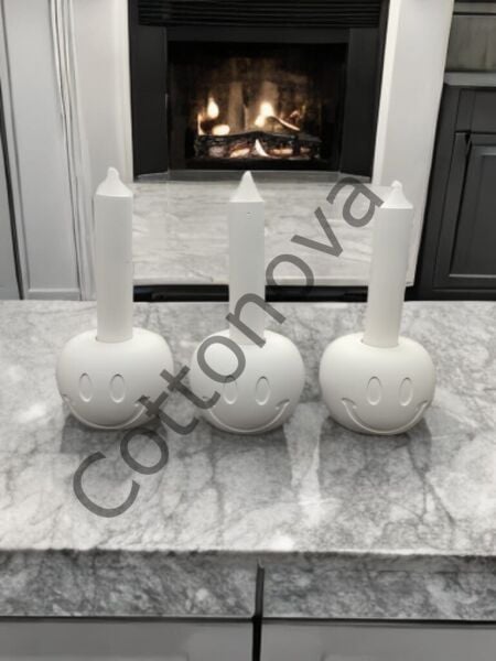 Cottonova C21 Dekoratif Gülenyüz Mumluk 3lü