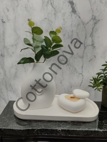 Cottonova C37 Dekoratif Vazo ve Kalp Mumluk