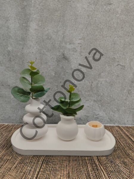 Cottonova C38 Dekoratif Vazo 2li ve Mumluk