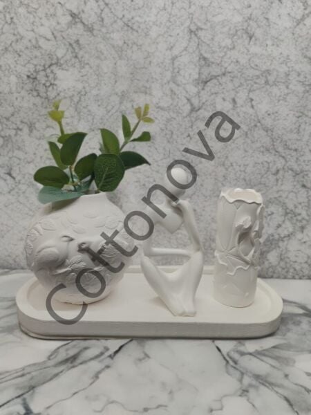 Cottonova C52 Dekoratif İnsan Figür ve 2 Vazo