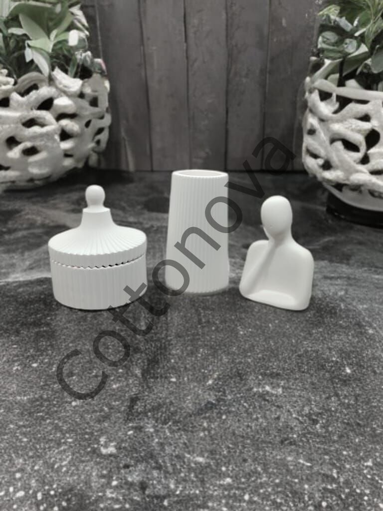 Cottonova C26 Dekoratif İnsan Figürü, Vazo ve Mumluk