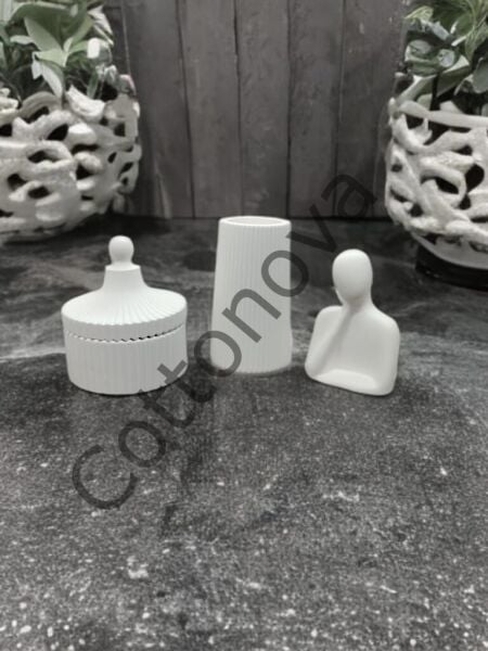 Cottonova C26 Dekoratif İnsan Figürü, Vazo ve Mumluk