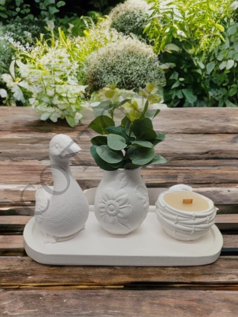 Cottonova C48 Dekoratif Vazo, Mumluk ve Ördek Figürü