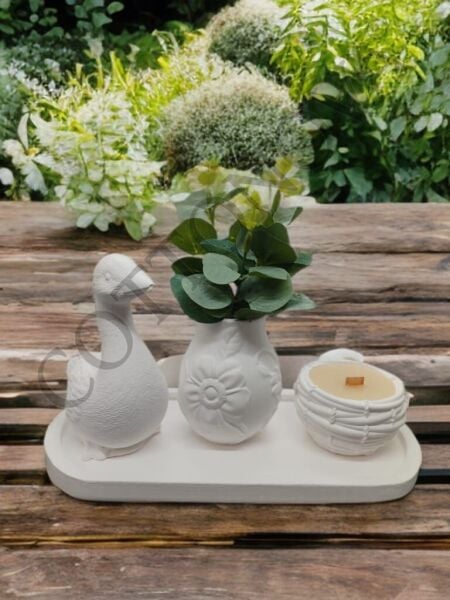 Cottonova C48 Dekoratif Vazo, Mumluk ve Ördek Figürü