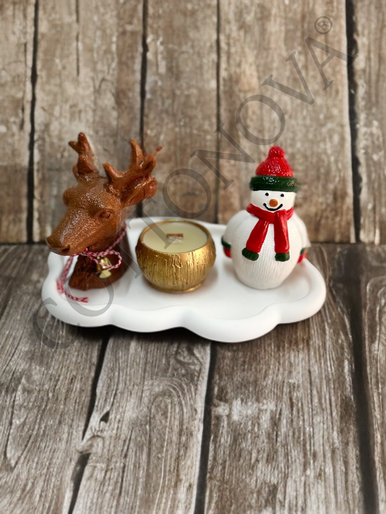 Cottonova CB01 Dekoratif Mumluk, Obje Geyik ve Kardan adam Obje