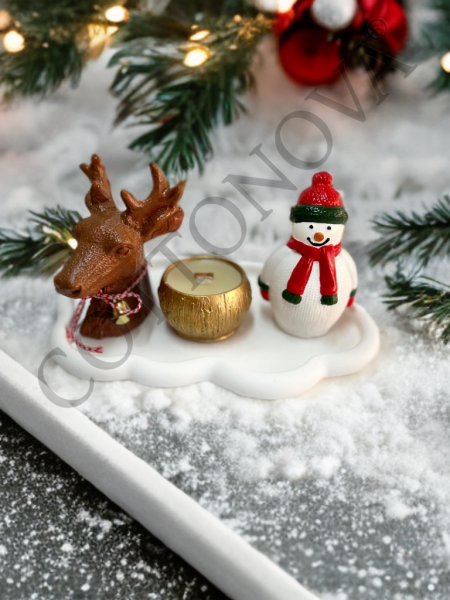 Cottonova CB01 Dekoratif Mumluk, Obje Geyik ve Kardan adam Obje