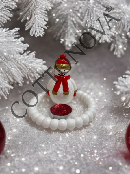 Cottonova CB02 Dekoratif Kardan adam Obje, Mum ve Tepsi