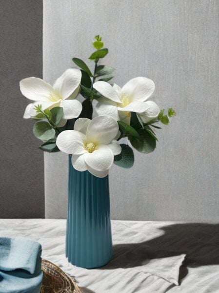 Cottonova CB09 Çizgili Turkuaz Vazo