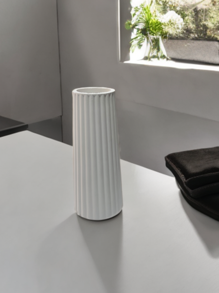 Cottonova CB27 Çizgili Beyaz Vazo