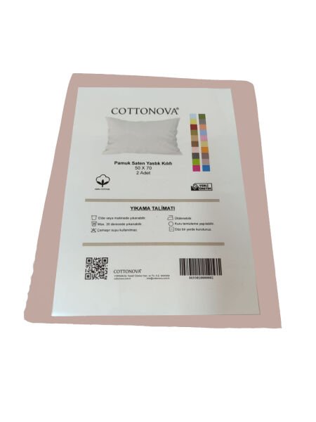 Cottonova Pamuk Saten Yastık Kılıfı Pudra
