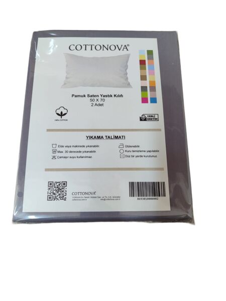 Cottonova Pamuk Saten Yastık Kılıfı Mürdüm