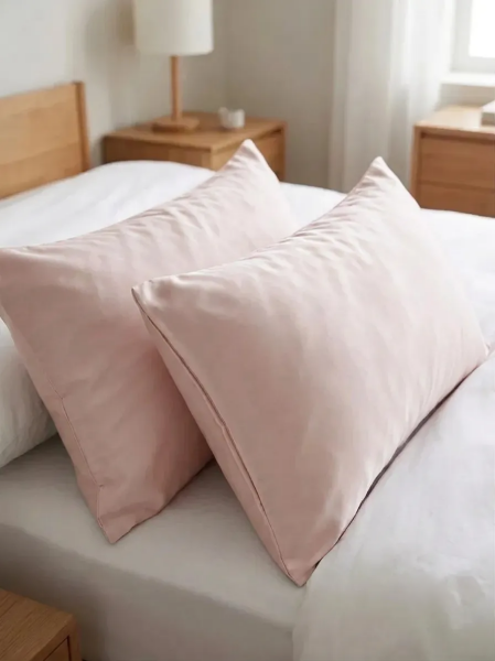 - %100 Pamuk Saten 2'li Yastık Kılıfı Seti 50 x 70 cm Pudra